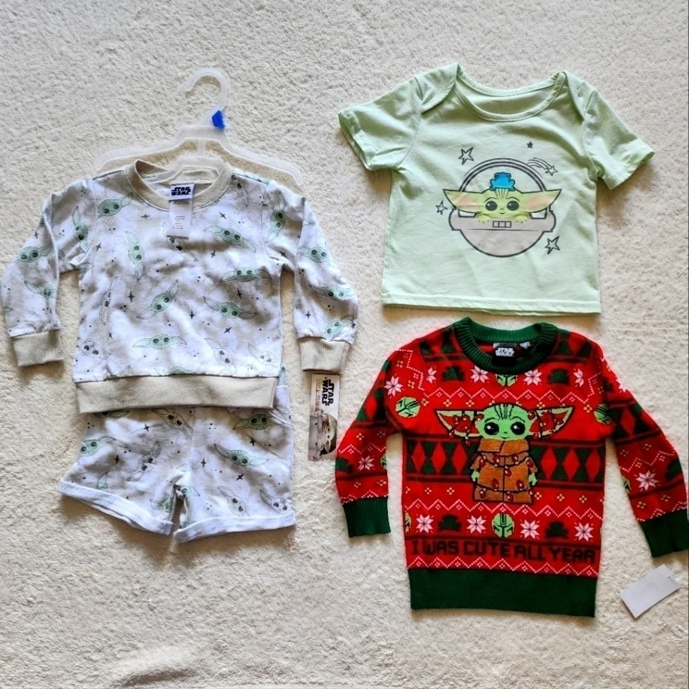 NEW Star Wars Baby Yoda toddler boy / girl Christmas ugly sweater and outfit set
